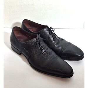 Mezlan Reggio 5642 Mens Black Textured Calfskin Perforated Cap Toe Oxford Sz 12M